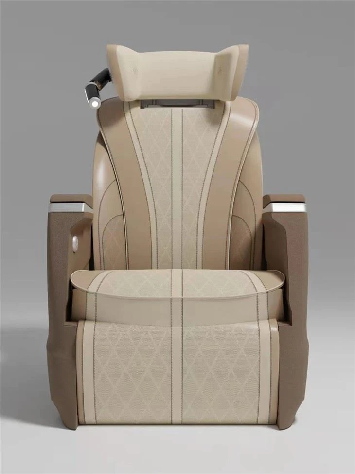 Illuminated van seat next to headrest